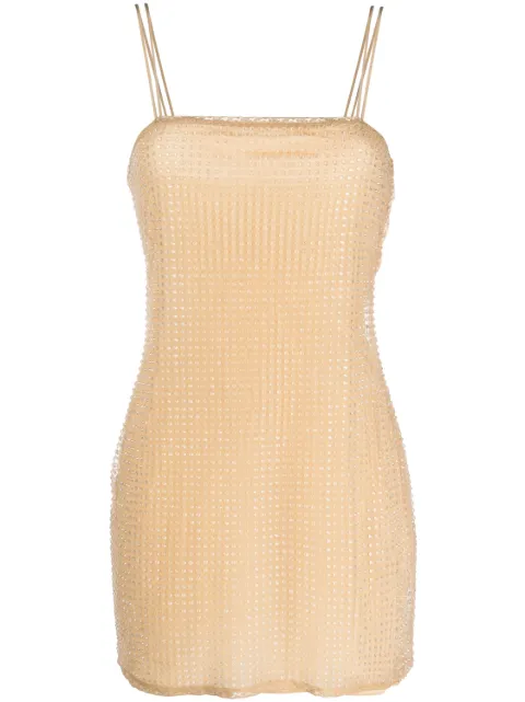 Alexander Wang embellished mesh minidress Neutrals 1CC2236565