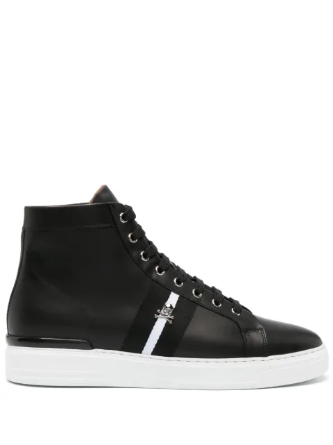 Philipp Plein skull-charm leather sneakers Black UACSUSC0508PLE010N