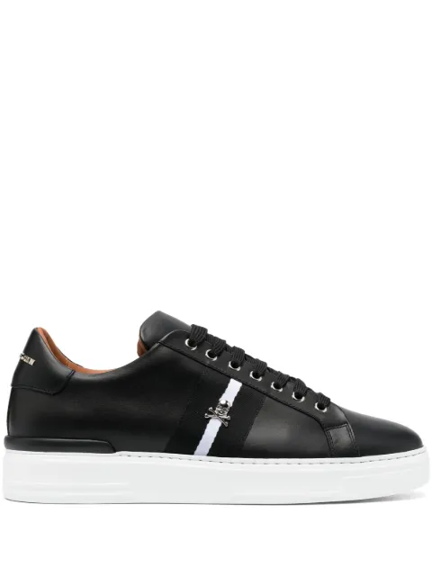 Philipp Plein skull-plaque striped low-top sneakers Black UACSUSC0506PLE010N