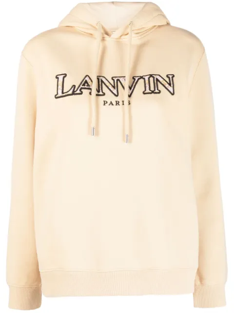 Lanvin logo-embroidered cotton hoodie Neutrals RWHO0003J209E23