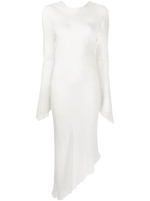 Materiel asymmetric backless sheer dress White 903DRWT
