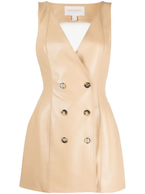 Materiel backless faux-leather mini dress Neutrals 761DRPW
