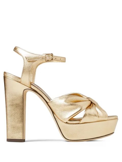 Jimmy Choo Heloise 120mm metallic-finish sandals Gold HELOISE120MNA