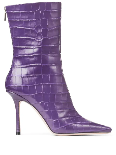 Jimmy Choo Agathe 100mm pointed-toe boots Purple AGATHEAB100CQX