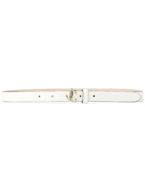 Jimmy Choo Helina logo-buckle belt White MINIHELINAPKR