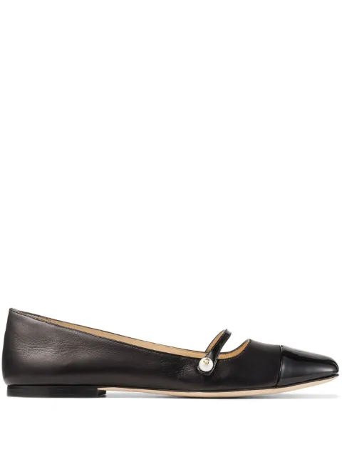 Jimmy Choo Elisa leather ballerina shoes Black ELISAFLATPTZ