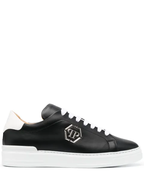 Philipp Plein logo-plaque two-tone leather sneakers Black UACSUSC0507PLE010N
