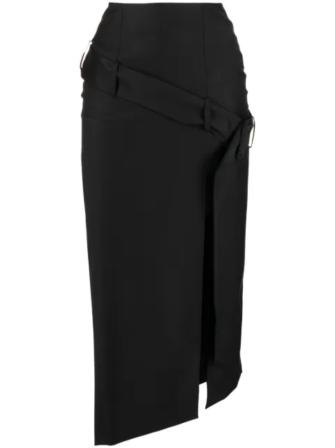 Materiel asymmetric belted midi skirt Black 891SKBK