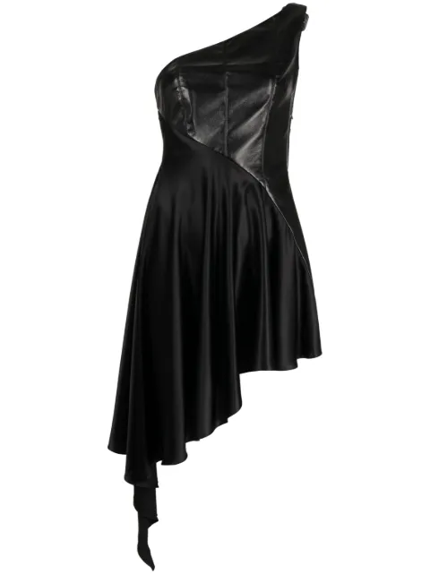 Materiel one-shoulder faux-leather dress Black 458DRBK