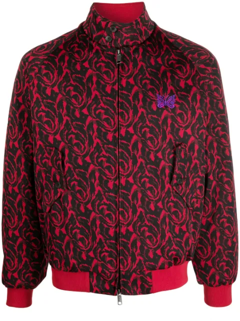Baracuta graphic-pattern funnel neck jacket Red BRCPS0961UT2676