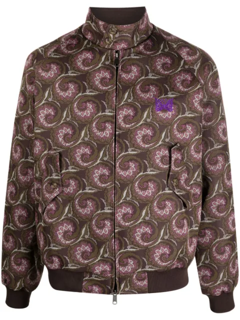 Needles graphic-pattern funnel neck jacket Brown BRCPS0961UT2676