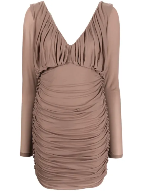 Saint Laurent V-neck draped mini dress Pink 729749Y5G98