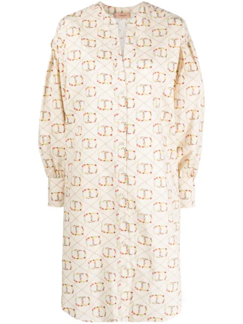 TWINSET logo-print cotton shirtdress Neutrals 231TP2640