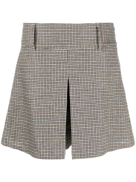 Brunello Cucinelli houndstooth-pattern linen-blend skort Neutrals MD547P8401C825
