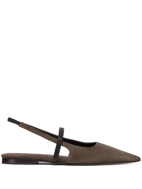 Brunello Cucinelli suede sling-back flats Brown MZSFC2500C8769