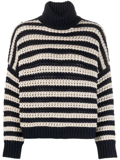 Brunello Cucinelli stripe-print turtleneck jumper Blue M6D367203CGW37