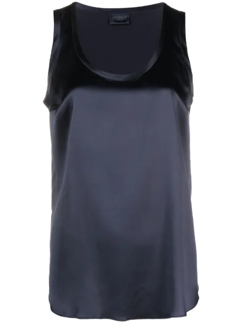 Brunello Cucinelli sleeveless silk-blend tank top Blue M0C59E0600C8901