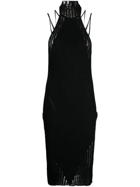 ANDREĀDAMO halterneck knitted midi dress Black ADPS23DR15947473