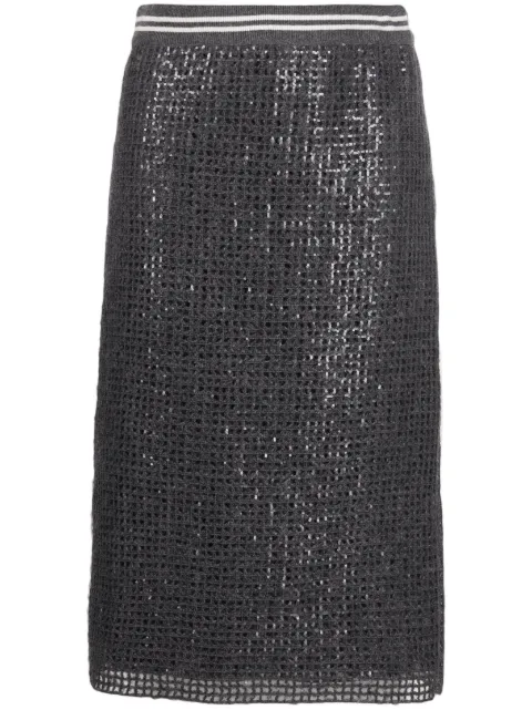 Brunello Cucinelli sequin-embellished midi skirt Grey M0PJRG3479CJC46