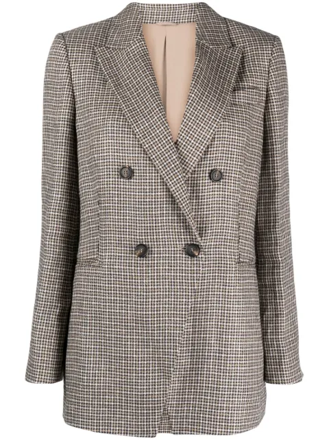 Brunello Cucinelli houndstooth double-breasted blazer Neutrals MD5472313C825