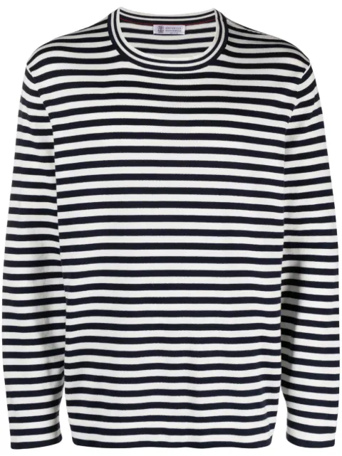 Brunello Cucinelli striped long-sleeved T-shirt Blue M29202000PCC800