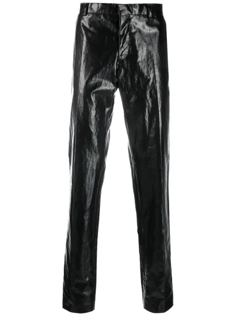 Walter Van Beirendonck Sharp vinyl-finish straight-leg trousers Black 2002