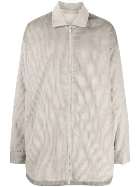 FEAR OF GOD ESSENTIALS corduroy zip-up shirt jacket Grey 202BT224123F