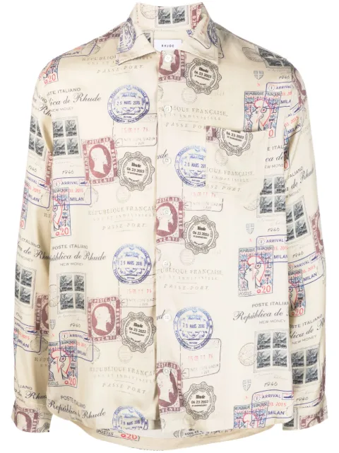 RHUDE passport stamp print shirt Neutrals RHSS23SR40042060
