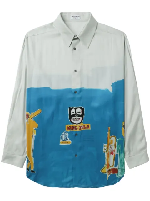 Honey Fucking Dijon graphic-print long-sleeve shirt Blue HFD07B302