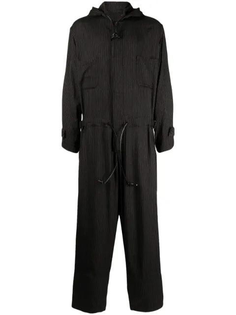 Yohji Yamamoto hooded zip-up jumpsuit Black HZD01202