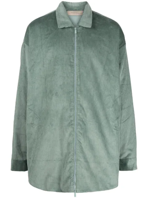FEAR OF GOD ESSENTIALS corduroy zip-up shirt jacket Green 202BT224121F