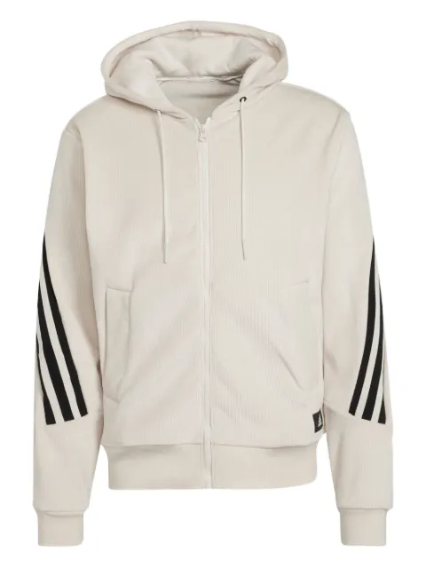 adidas ribbed-paneled zip-up hoodie Neutrals H47895
