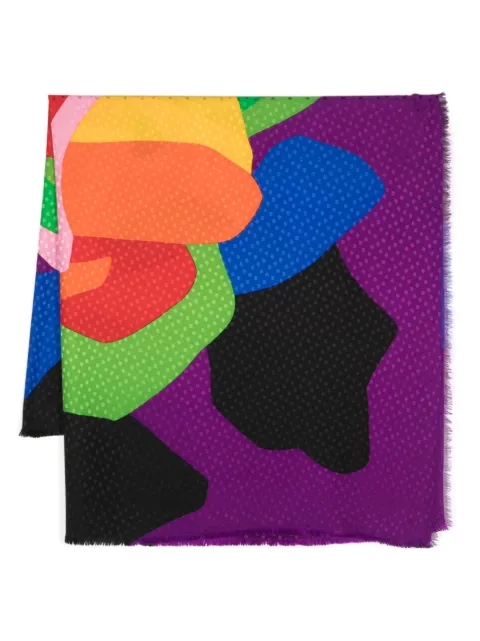 Saint Laurent Pre-Owned 1980s graphic-print silk scarf Blue YVSA600XA