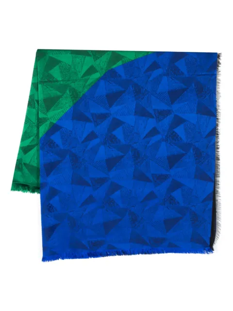 Saint Laurent Pre-Owned 1990s patterned-jacquard two-tone silk scarf Blue YVSA450FF
