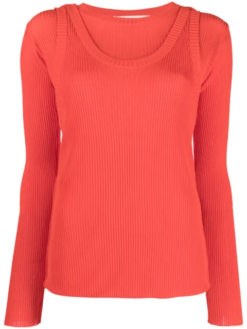 Marni layered-effect ribbed-knit jumper Red GCMD0456A0UFV216