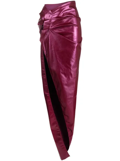 Rick Owens patent-finish draped skirt Pink RO01C5376SLQ