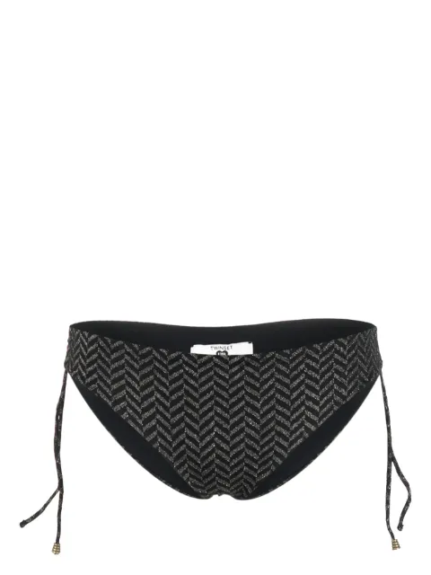 TWINSET herringbone-pattern tie-fastening bikini bottoms Black 231LMMD99