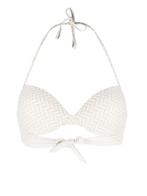 TWINSET herringbone-pattern bikini top White 231LMMD44