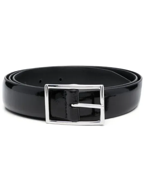 Dell'oglio rectangle-buckle patent-leather belt Black A03253379PL262