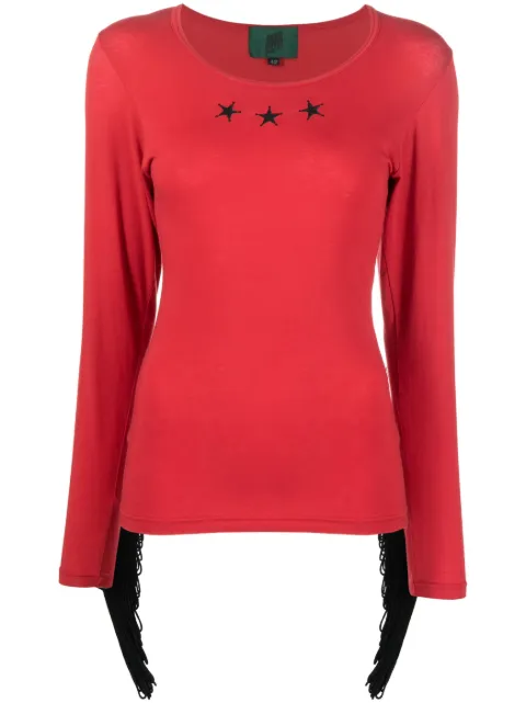 Jean Paul Gaultier Pre-Owned 1980s fringe-detail long-sleeved T-shirt Red JPG3015A