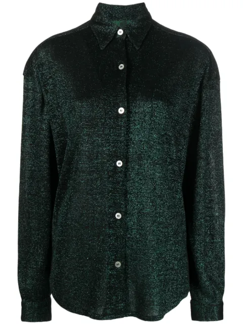 Jean Paul Gaultier Pre-Owned 1980s lamé-effect button-up shirt Green JPG3016A