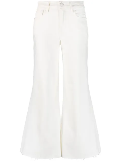 FRAME flared cropped cotton jeans White LPPCRA470