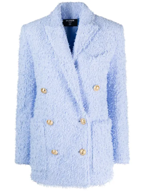Balmain oversized double-breasted tweed blazer Blue AF0SH013XC67