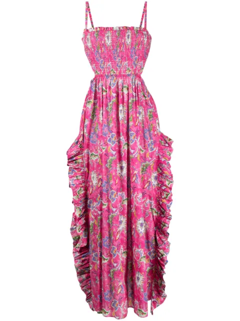 Caroline Constas Margo floral long dress Pink D682EPVS23