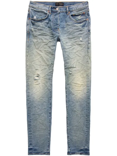 Purple Brand logo-patch skinny jeans Blue P001VBPI323
