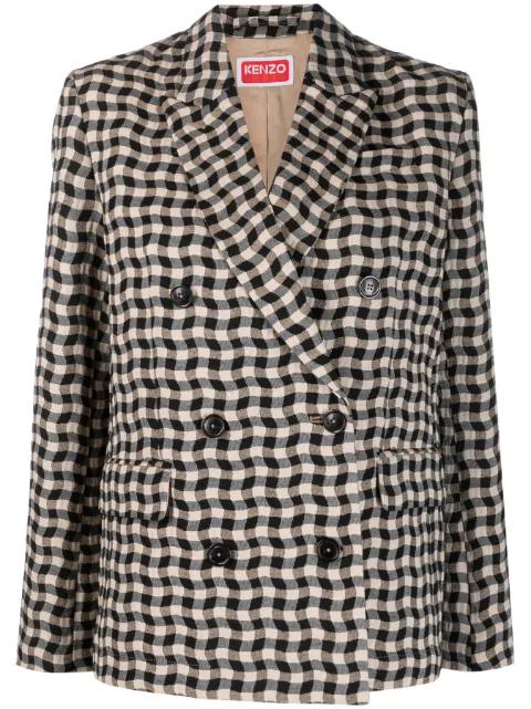 Kenzo Wavy Check double-breasted blazer Neutrals FD52VE0399RS