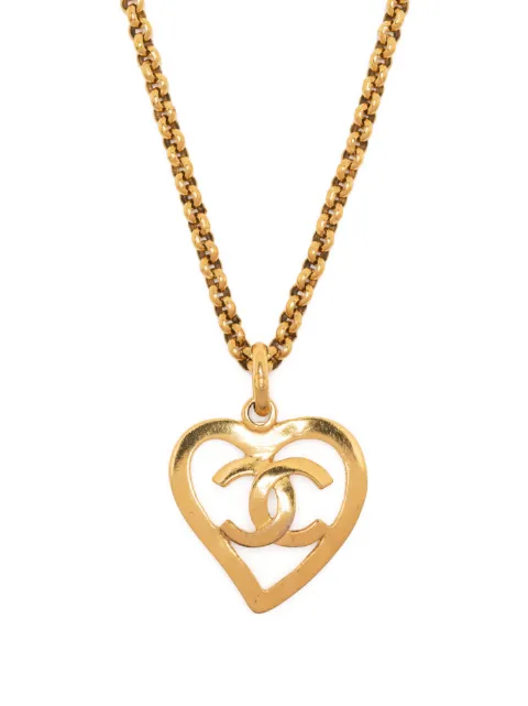 CHANEL Pre-Owned 1995 CC heart pendant necklace Gold NC95P