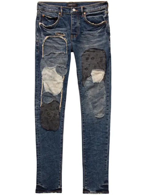 Purple Brand patch-detail low-rise skinny jeans Blue P001VIHP323