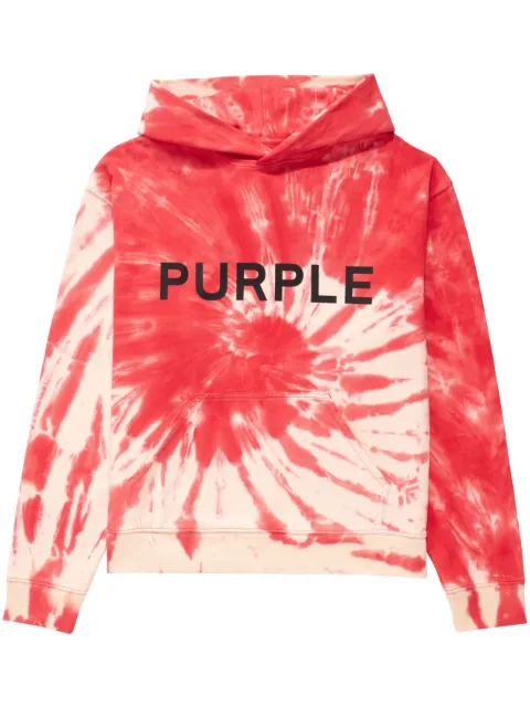 Purple Brand logo-print tie-dye hoodie Red P447FHTR323
