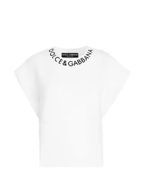 Dolce & Gabbana logo-embroidered cotton T-shirt White F8Q56ZG7I1N